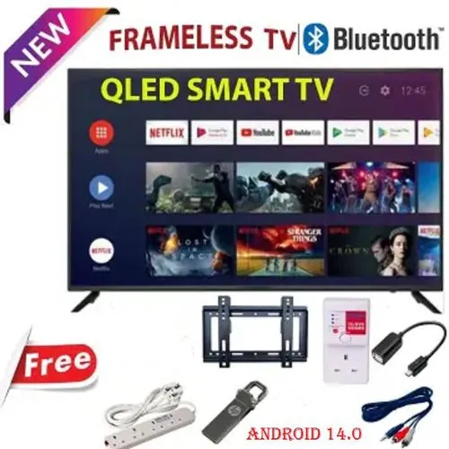 Vitron2 HTC3288QS, 32" inch QLED TV Smart Android 14.0  & Digital TV, Frameless ,(1 Year Warranty)+ 6 FREE ACCESSORIES